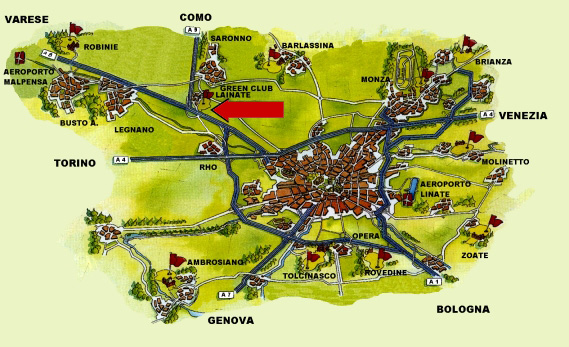 Mappa stradale per raggiungere il Green Club Golf Lainate
